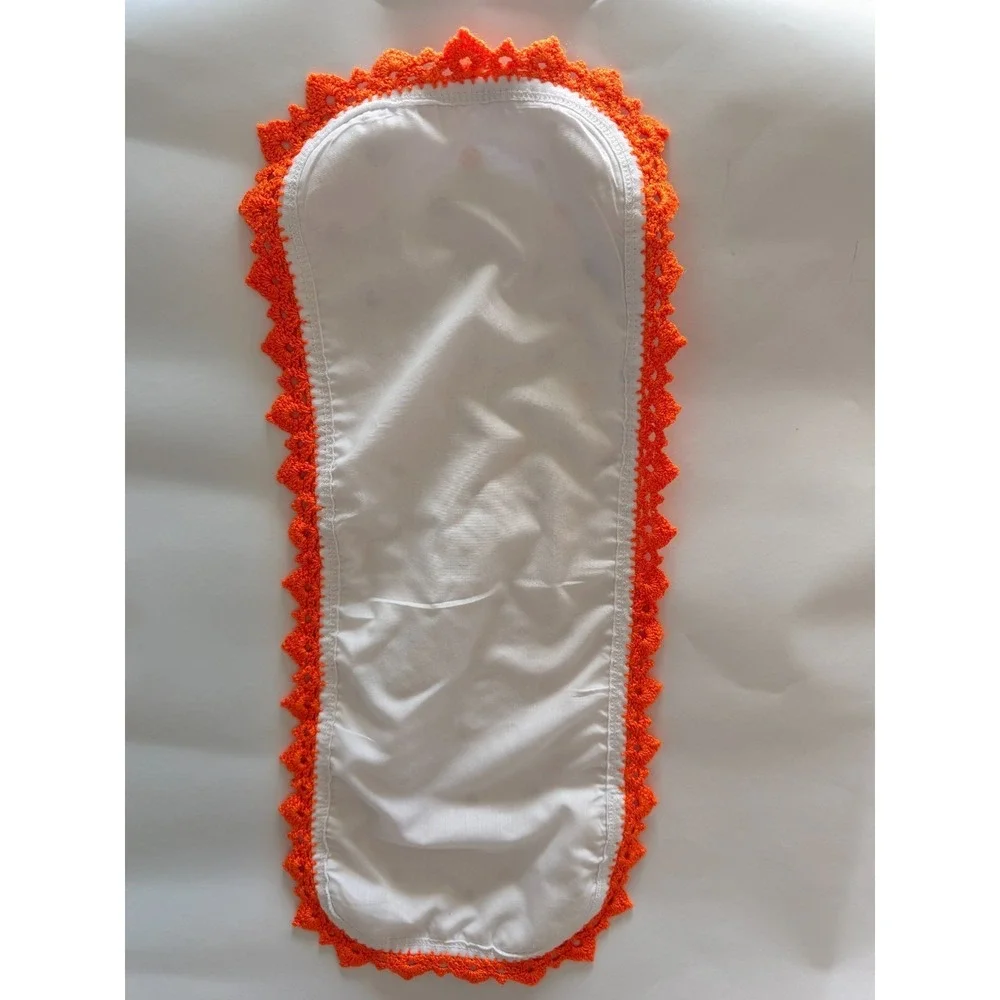 Sports Baby Burp Cloth Handmade Orange Crochet Trim | Contoured Navy & Orange